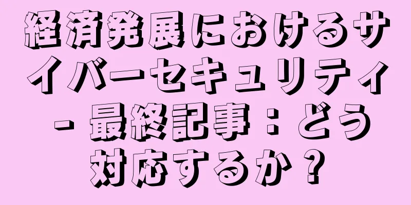 経済発展におけるサイバーセキュリティ - 最終記事：どう対応するか？