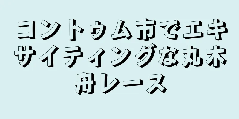 コントゥム市でエキサイティングな丸木舟レース