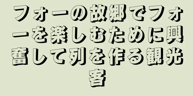 フォーの故郷でフォーを楽しむために興奮して列を作る観光客