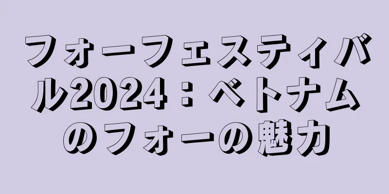 フォーフェスティバル2024：ベトナムのフォーの魅力