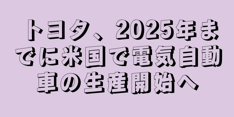 トヨタ、2025年までに米国で電気自動車の生産開始へ