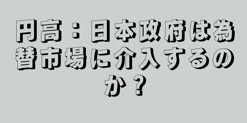 円高：日本政府は為替市場に介入するのか？