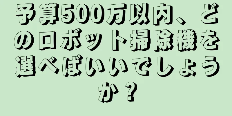 予算500万以内、どのロボット掃除機を選べばいいでしょうか？