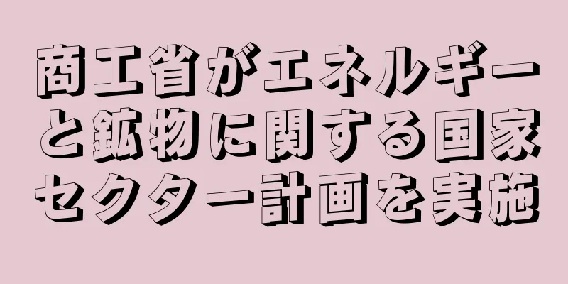 商工省がエネルギーと鉱物に関する国家セクター計画を実施