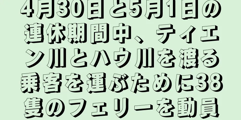 4月30日と5月1日の連休期間中、ティエン川とハウ川を渡る乗客を運ぶために38隻のフェリーを動員