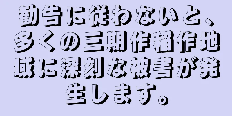 勧告に従わないと、多くの三期作稲作地域に深刻な被害が発生します。