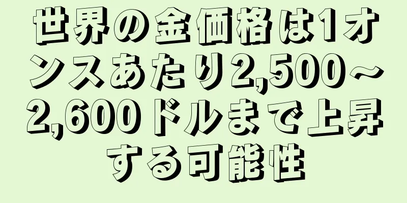 世界の金価格は1オンスあたり2,500～2,600ドルまで上昇する可能性