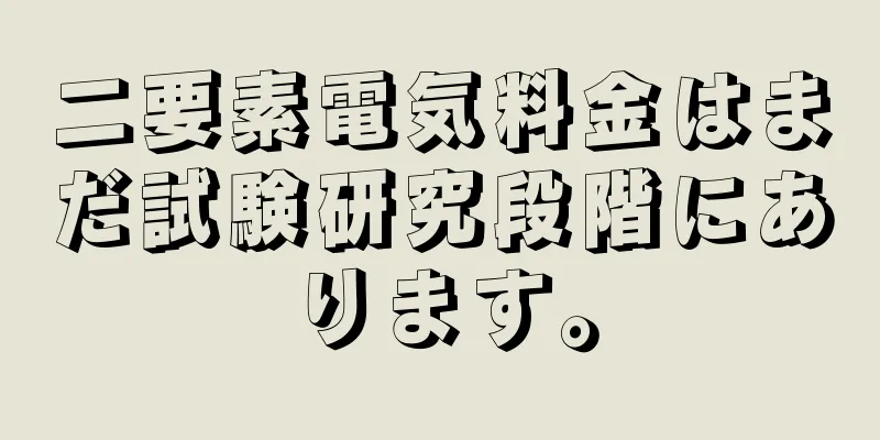 二要素電気料金はまだ試験研究段階にあります。