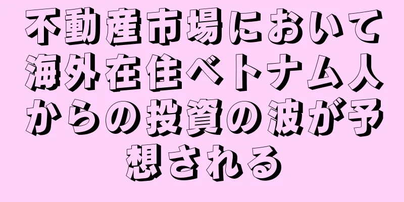 不動産市場において海外在住ベトナム人からの投資の波が予想される