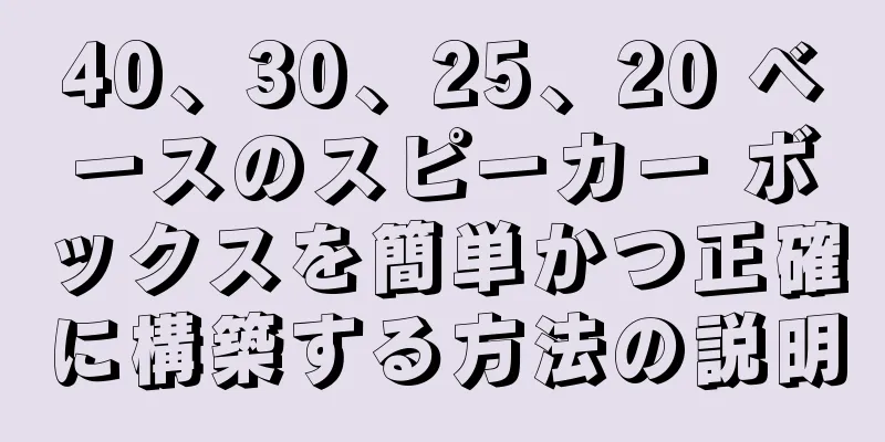 40、30、25、20 ベースのスピーカー ボックスを簡単かつ正確に構築する方法の説明