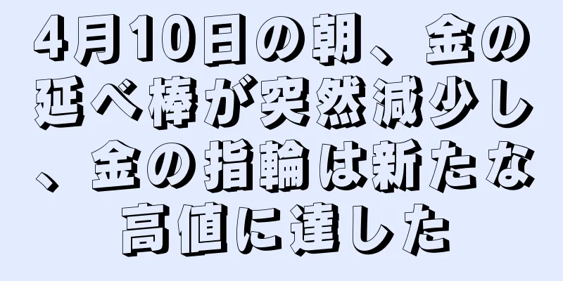 4月10日の朝、金の延べ棒が突然減少し、金の指輪は新たな高値に達した