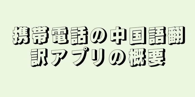 携帯電話の中国語翻訳アプリの概要