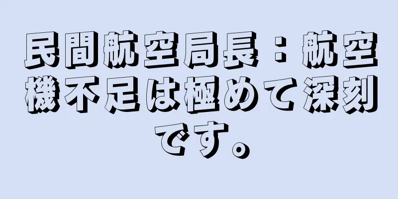 民間航空局長：航空機不足は極めて深刻です。