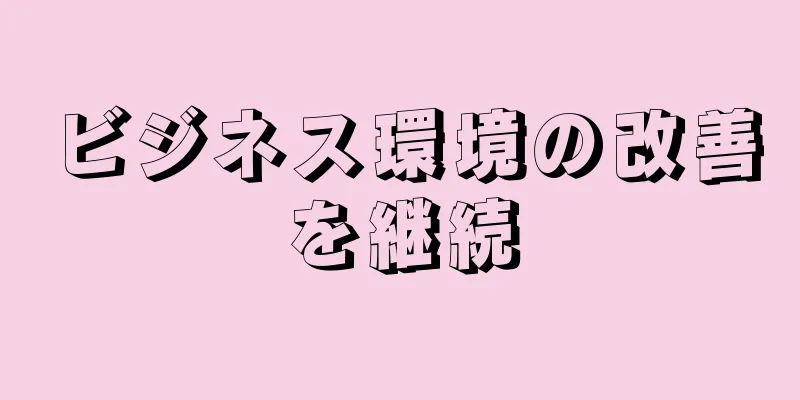 ビジネス環境の改善を継続