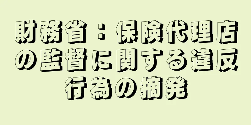 財務省：保険代理店の監督に関する違反行為の摘発