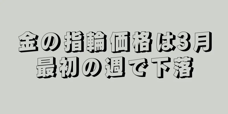 金の指輪価格は3月最初の週で下落