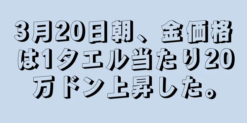 3月20日朝、金価格は1タエル当たり20万ドン上昇した。