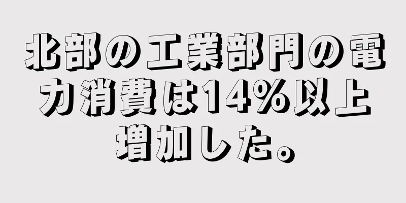 北部の工業部門の電力消費は14%以上増加した。