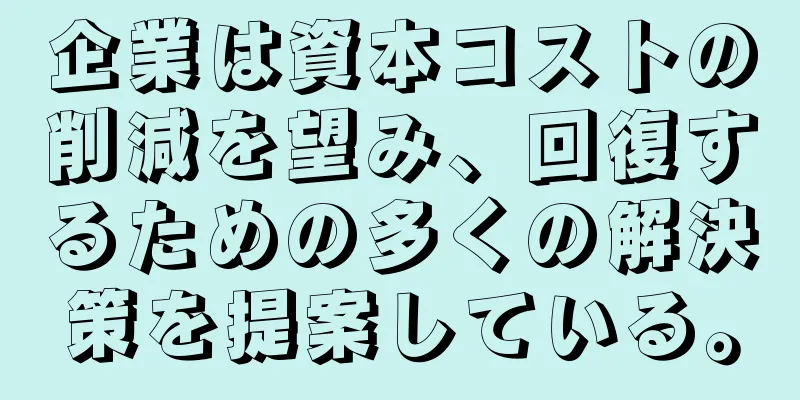 企業は資本コストの削減を望み、回復するための多くの解決策を提案している。