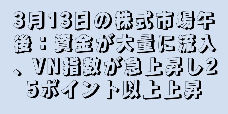 3月13日の株式市場午後：資金が大量に流入、VN指数が急上昇し25ポイント以上上昇