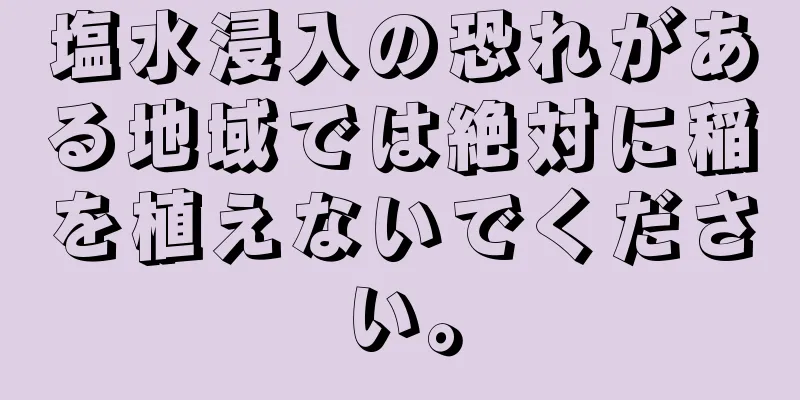 塩水浸入の恐れがある地域では絶対に稲を植えないでください。