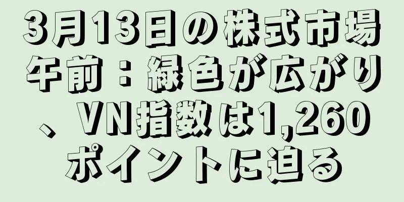 3月13日の株式市場午前：緑色が広がり、VN指数は1,260ポイントに迫る