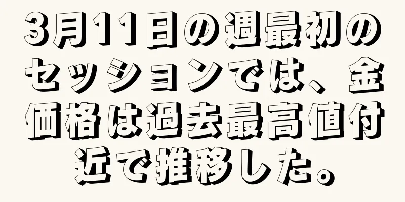 3月11日の週最初のセッションでは、金価格は過去最高値付近で推移した。