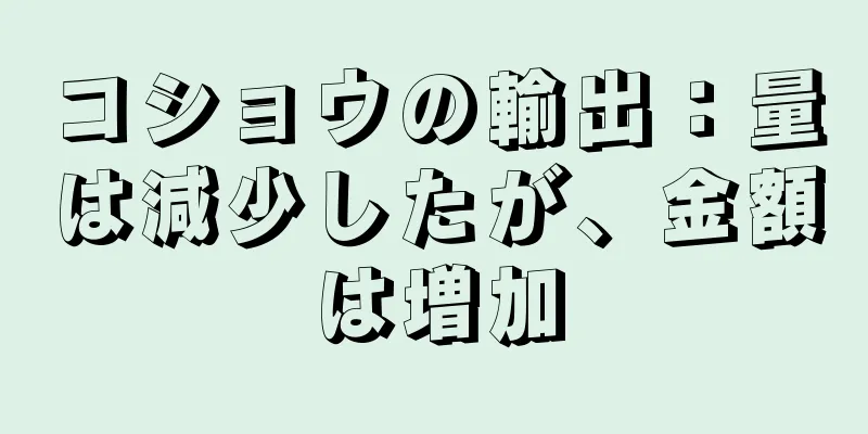 コショウの輸出：量は減少したが、金額は増加