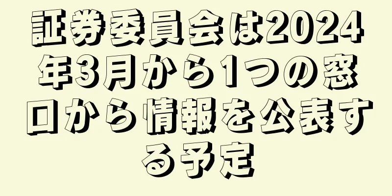 証券委員会は2024年3月から1つの窓口から情報を公表する予定