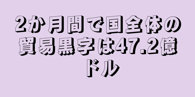 2か月間で国全体の貿易黒字は47.2億ドル