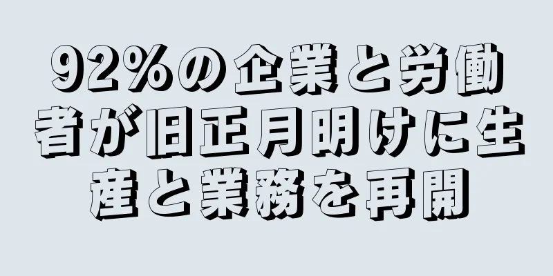 92%の企業と労働者が旧正月明けに生産と業務を再開