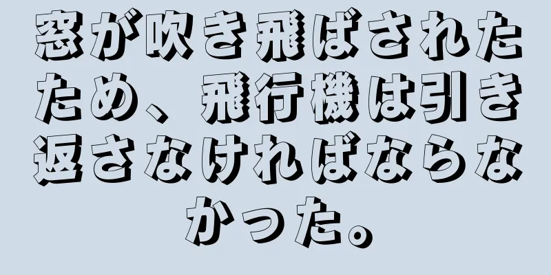 窓が吹き飛ばされたため、飛行機は引き返さなければならなかった。