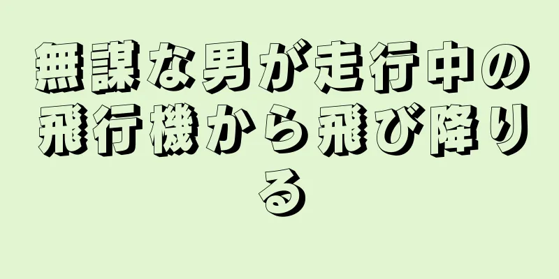 無謀な男が走行中の飛行機から飛び降りる