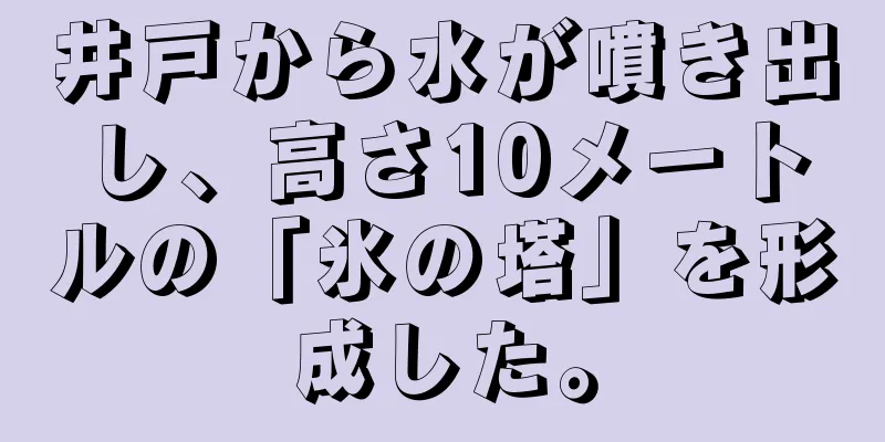 井戸から水が噴き出し、高さ10メートルの「氷の塔」を形成した。