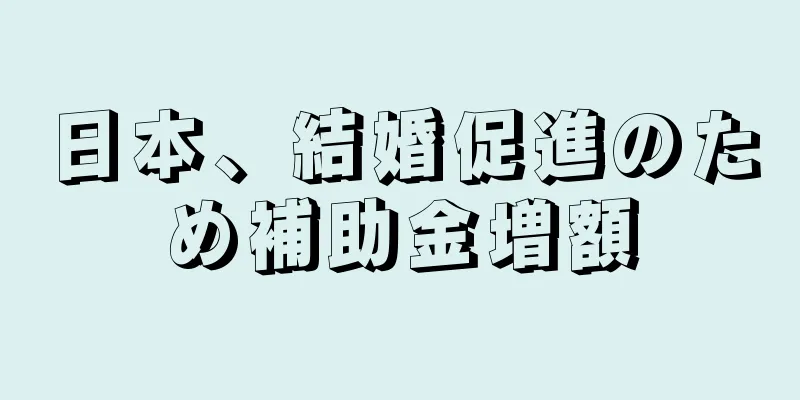 日本、結婚促進のため補助金増額
