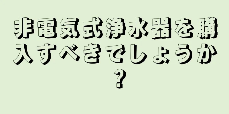 非電気式浄水器を購入すべきでしょうか？