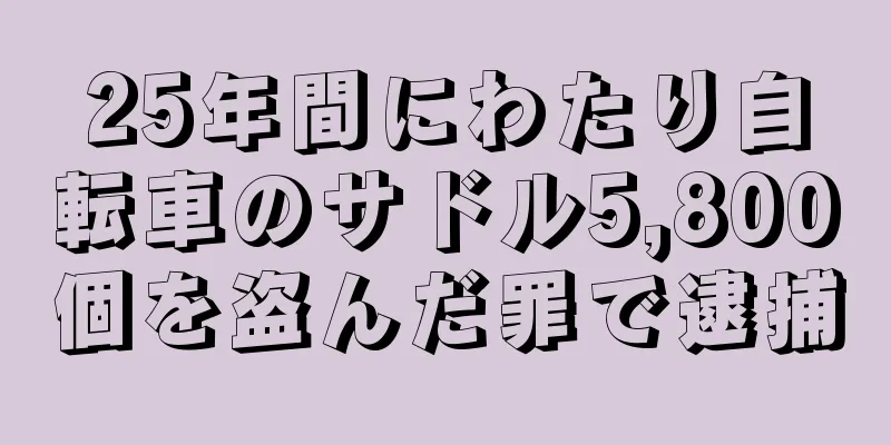 25年間にわたり自転車のサドル5,800個を盗んだ罪で逮捕