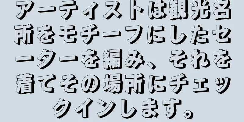 アーティストは観光名所をモチーフにしたセーターを編み、それを着てその場所にチェックインします。