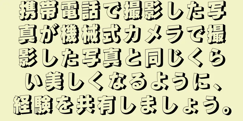 携帯電話で撮影した写真が機械式カメラで撮影した写真と同じくらい美しくなるように、経験を共有しましょう。