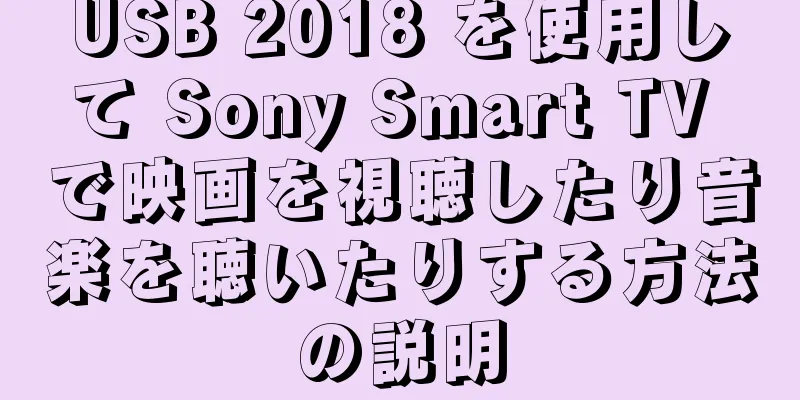 USB 2018 を使用して Sony Smart TV で映画を視聴したり音楽を聴いたりする方法の説明