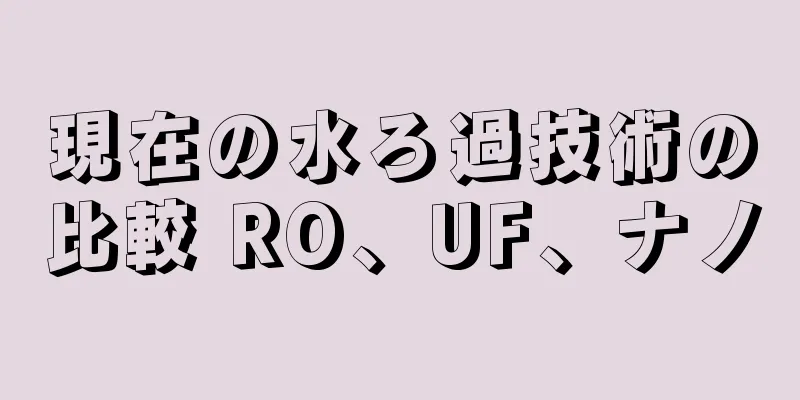 現在の水ろ過技術の比較 RO、UF、ナノ